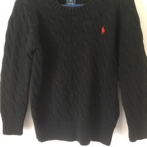 Ralph Lauren Boys Black Crewneck Sweater with Red Logo